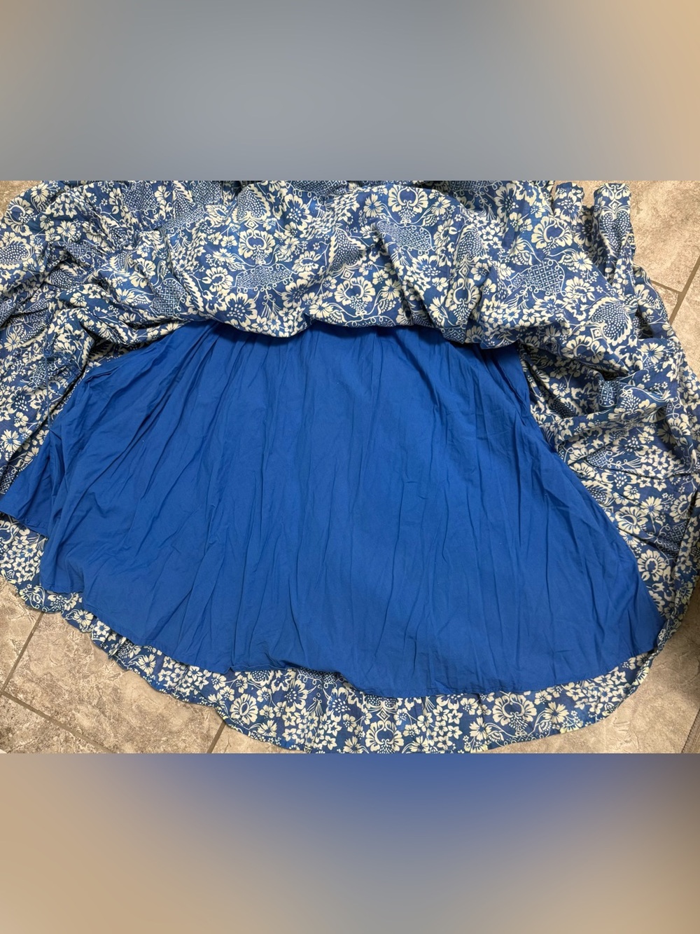 RHODE Lea Belted Blue and Cream Floral Cotton-Poplin Midi Dress XS - Picture 10 of 12